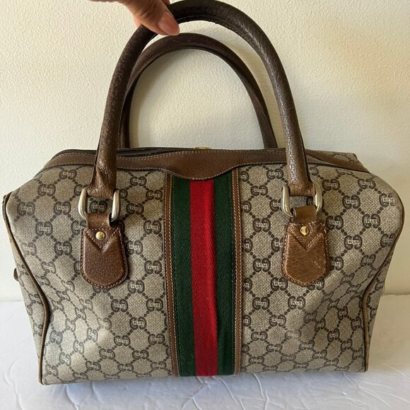 VINTAGE GUCCI PLUS BOSTON GG PLUS SATCHEL BAG - Picture 1 of 14